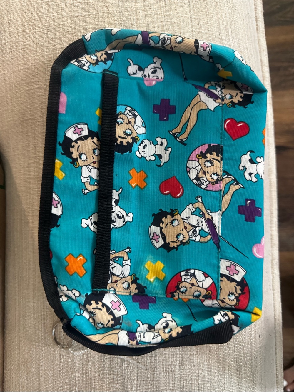 Betty Boop Turquoise Nurse Print Cosmetic Bag